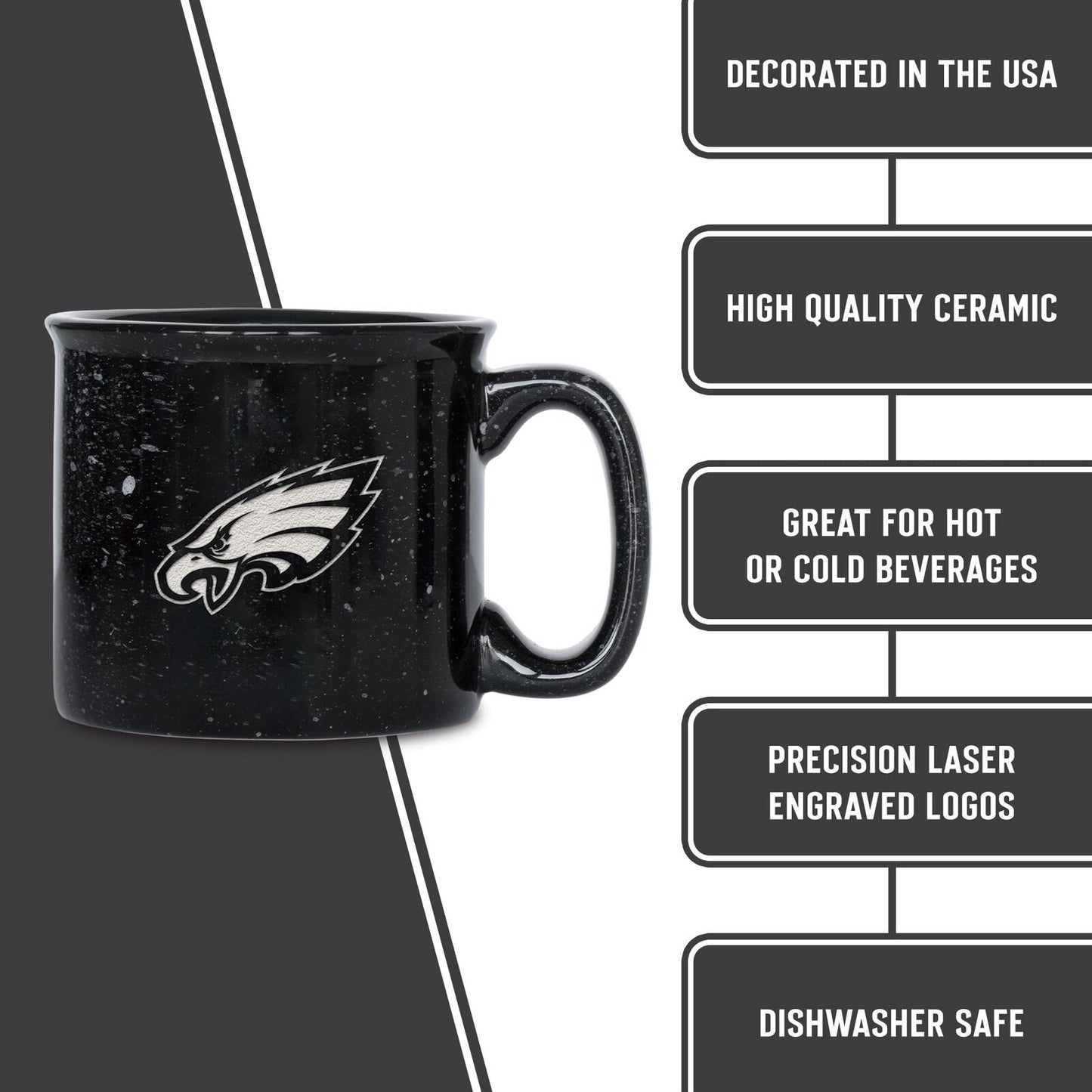 NFL Football Philadelphia Eagles Speckle 12Oz Laser Engraved Campfire Mug