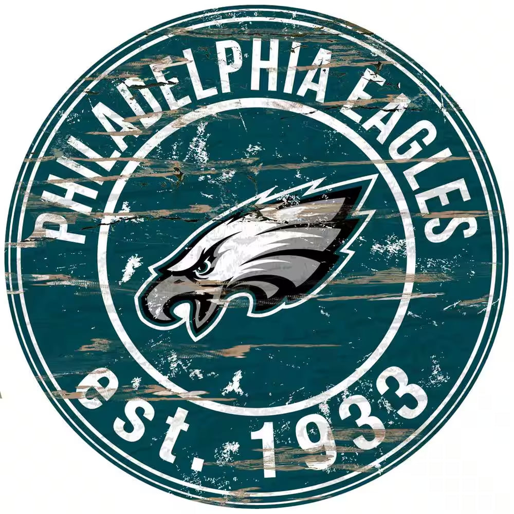 24" NFL Philadelphia Eagles round Distressed Sign