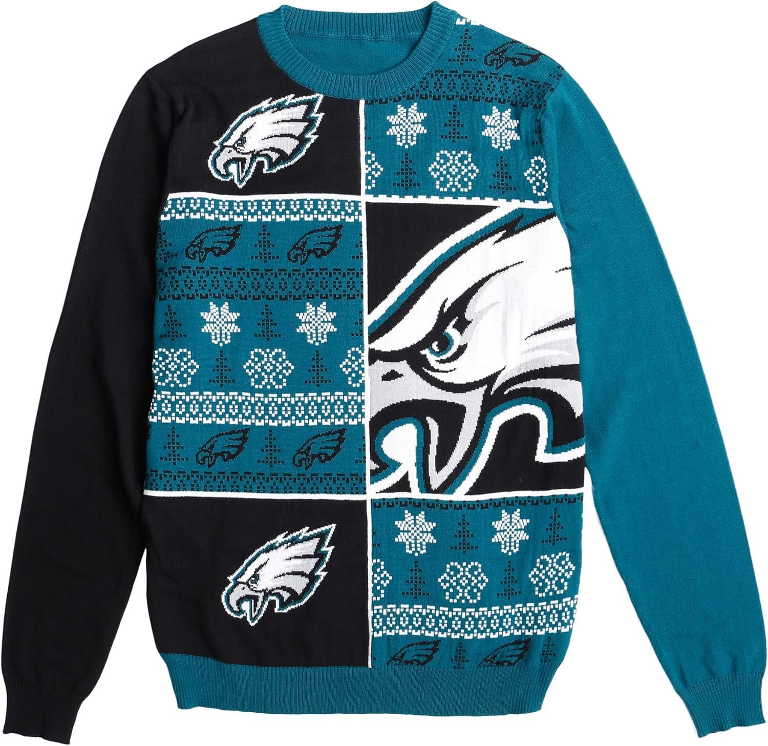 Men'S NFL Team Logo Busy Block Snowfall Holiday Ugly Sweater