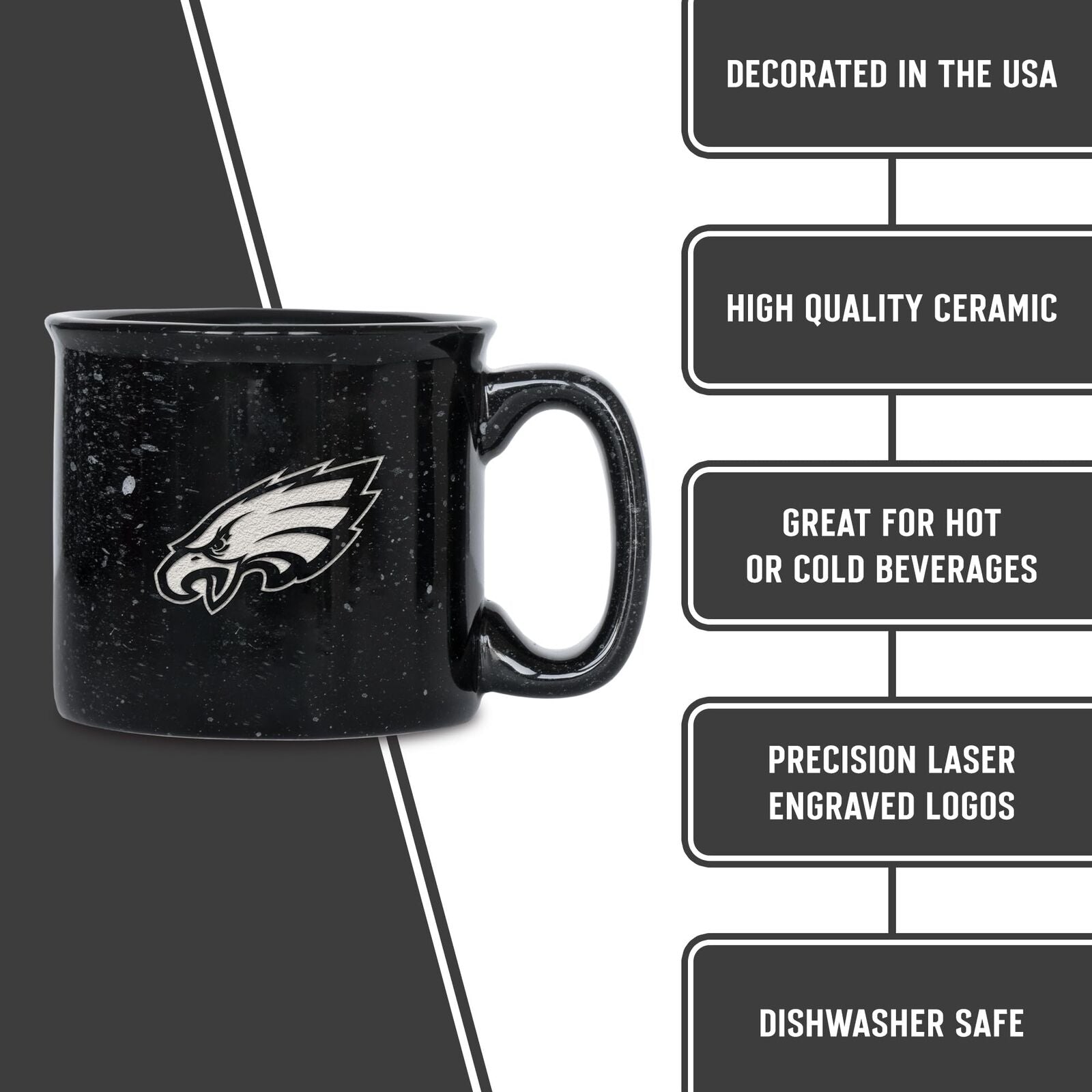 NFL Football Philadelphia Eagles Speckle 12Oz Laser Engraved Campfire Mug