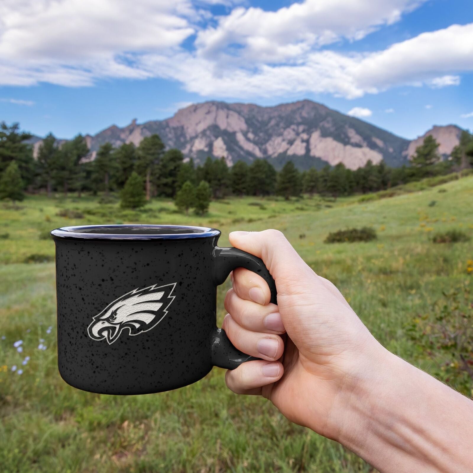 NFL Football Philadelphia Eagles Speckle 12Oz Laser Engraved Campfire Mug