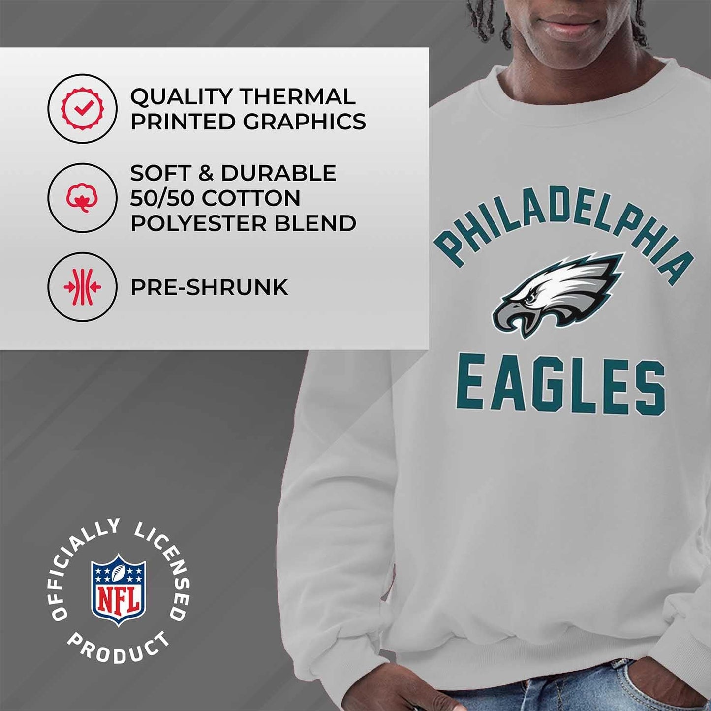 NFL Adult Gameday Football Crewneck Sweatshirt - Cotton Blend - Stay Warm, Comfortable & Stylish on Game Day